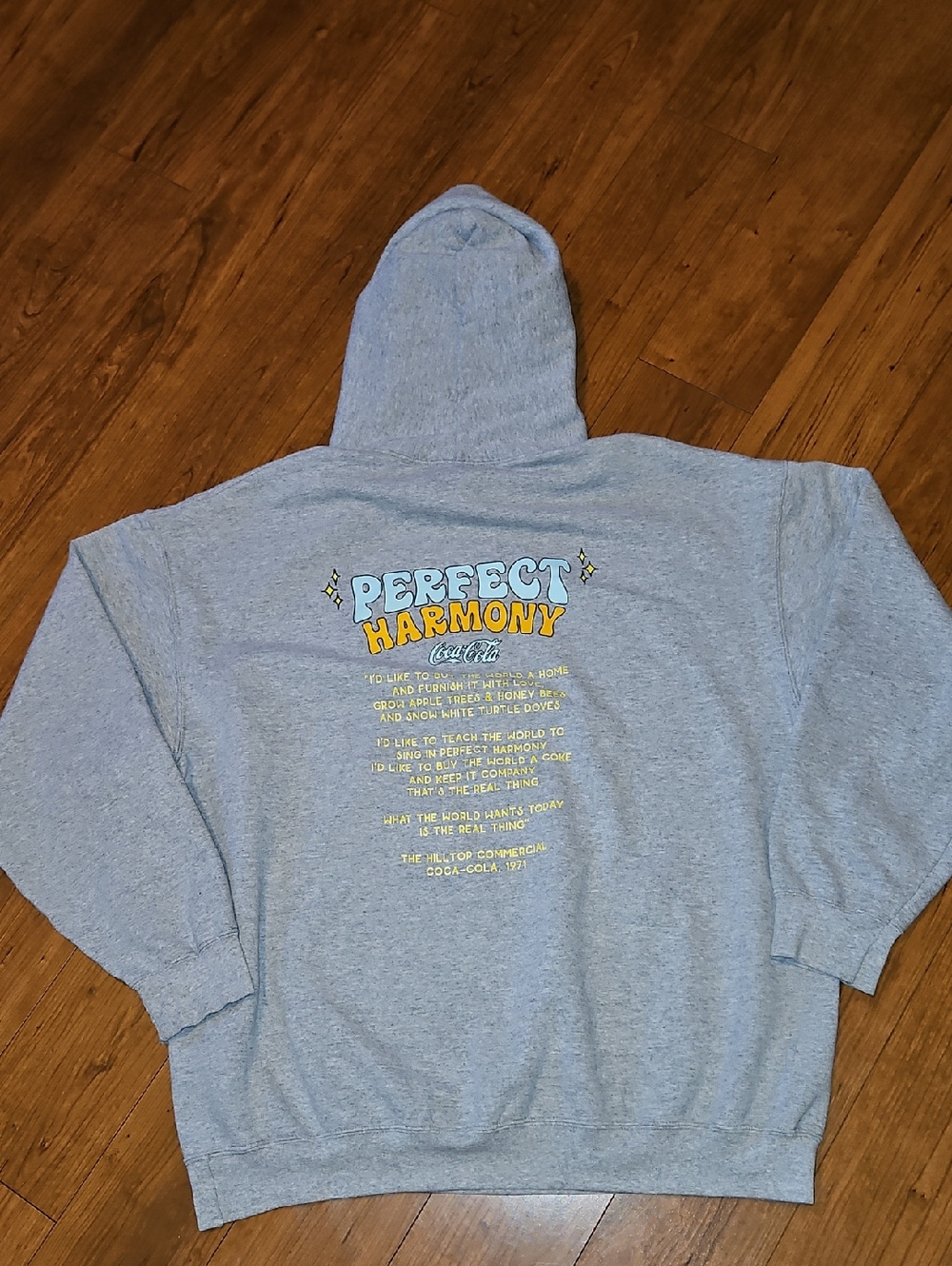 Perfect Harmony Coca-Cola Gray Hoodie 1971 2xl